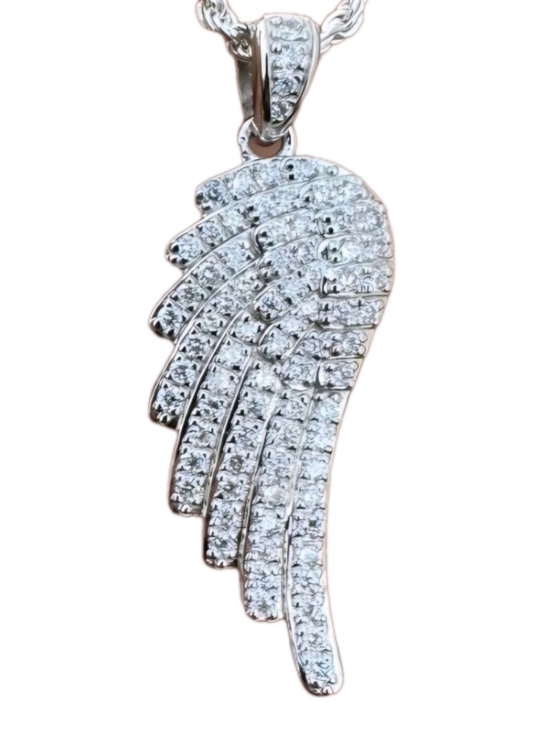HarlemBling Jewelry - 1.33ct Real Diamond Guardian Angel Wing Necklace Pendant Solid 925 Silver